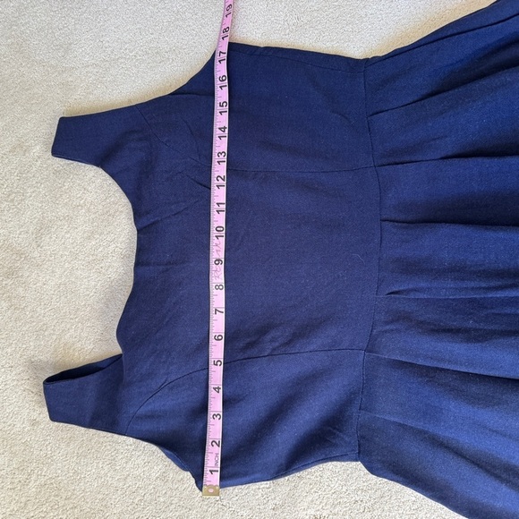 Vintage Navy Blue and Green Embroidered Linen Dress - Picture 11 of 13